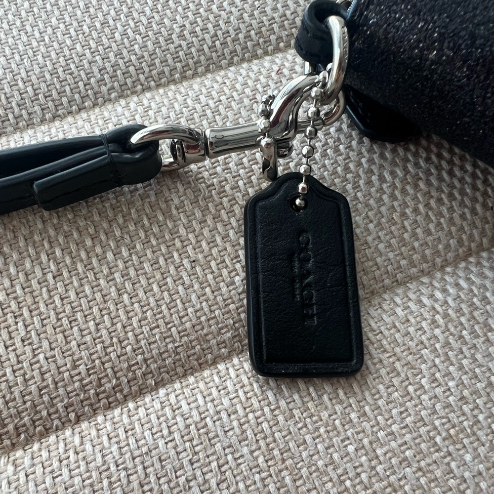 Coach Black Glitter Double Corner Zip Wristlet Wallet - Picture 2 of 4